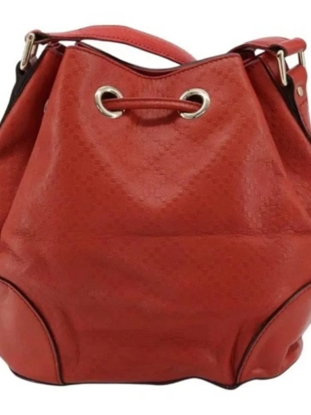 GUCCI Diamante Shoulder Bag Leather Red Gold 354229 Auth 181220